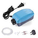 HITOP Dual Outlets Aquarium Air Pump, Whisper Adjustable Fish Tank Aerator, Quiet Oxygen Pump with Accessories for 20 to 100 Gallon (2 outlets - Blue) Photo, best price $14.99 new 2024