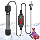 Aquarium Heater Small Fish Tank Heater Submersible 25W 50W 100W, Precise Temperature Control with Intelligent Memory Function, External LED Digital Temp Controller Suitable for Betta Fish Turtle Photo, best price $15.99 new 2024
