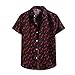 Photo haoricu Men's Summer V Neck Shirts Casual Short/Long Sleeves Color Block Stripes Print Button Up Loose Shirts Blouse