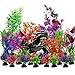 Foto Decoraciones de acuario Plantas con vista a rocas, PietyPet 25pcs plantas de decoración de acuario y adornos de escondite de cuevas