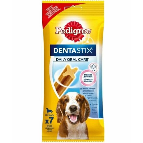 фотография Pedigree DentaStix Лакомство педигри дентастикс для собак, для ухода за зубами, 1 упаковка (7 штук) 180г., купить онлайн 700 рубл