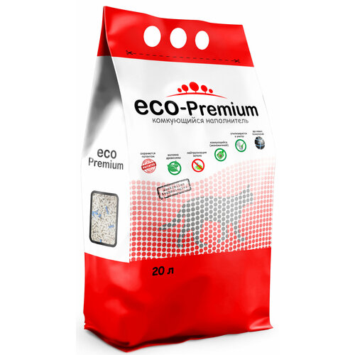 Наполнитель для кошачьего туалета ECO-Premium BLUE, древесный комкующийся 20 л (7,6 кг) + игрушка. фотография