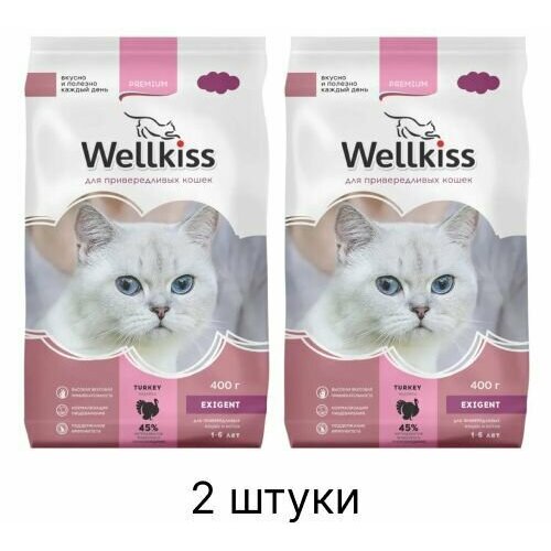 Wellkiss Adult Exigent Корм сухой для привередливых кошек, с индейкой, 400 гр. фотография