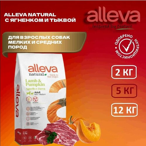 Сухой корм для взрослых собак мелких пород ALLEVA Natural Adult Lamb & Pumpkin Mini с ягненком и тыквой, 5 кг фотография