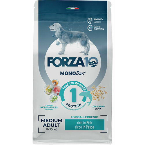 FORZA10 DOG MEDIUM MONODIET монобелковый для взрослых собак средних пород при аллергии с рыбой (1,5 кг х 6 шт) фотография