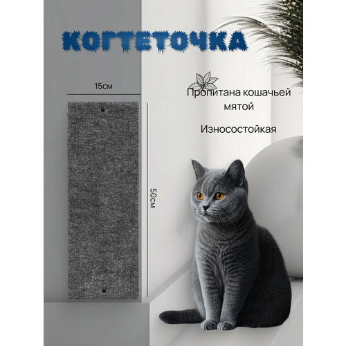 Когтеточка настенная Take Easy, для кошек, ковролин/фанера, 50x15см фотография