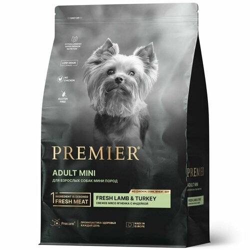 Сухой корм Premier Dog Lamb & Turkey ADULT Mini (Свежее мясо ягненка с индейкой для собак мелких пород) 3 кг фотография