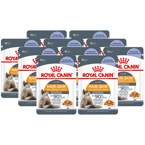 ROYAL CANIN HAIR & SKIN CARE для взрослых кошек при аллергии в желе пауч 85 гр 85 гр х 10 шт фотография