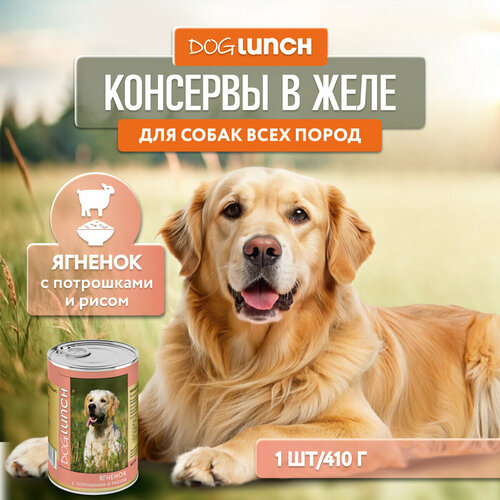 Корм влажный DOG LUNCH ягненок с потрошками и рисом в желе для собак (410г) фотография