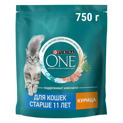 Сухой корм Purina ONE® для кошек старше 11 лет с курицей 750 г фотография