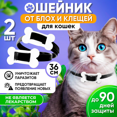 BioDoctor ошейник от блох и клещей BIO COMFORT для кошек для кошек, 36 см, черный 2 уп. фотография