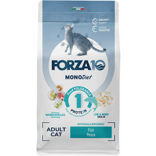 фотография FORZA10 CAT MONODIET для взрослых кошек при аллергии с рыбой (1,5 кг х 6 шт), купить онлайн 11364 рубл