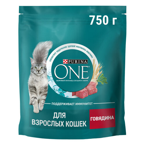 Сухой корм Purina ONE® для взрослых кошек с говядиной 750 г фотография