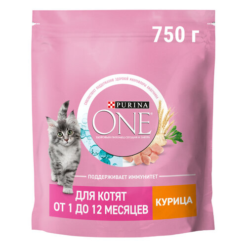 фотография Сухой корм PURINA ONE® для котят от 1 до 12 месяцев с курицей 750 г, купить онлайн 675 рубл