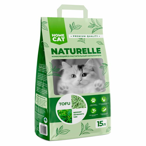 Homecat Naturelle Tofu комкующийся наполнитель для кошачьих туалетов, с ароматом зеленого чая 15 л фотография