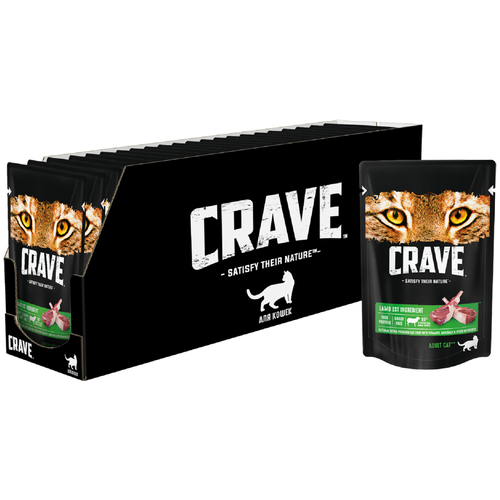 Корм консервированный полнорационный CRAVE™ для взрослых кошек с ягнёнком, 30 шт по 70 г фотография