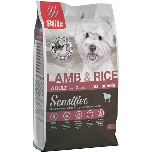 Сухой корм Blitz Sensitive Lamb & Rice Adult Dog Small Breeds для собак мелких пород Ягненок с рисом 7 кг фотография