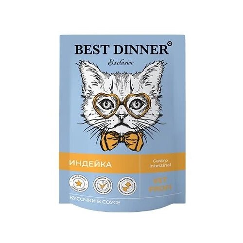 фотография Влажный корм для кошек Best Dinner Vet Profi Gastrointestinal Индейка 12 шт * 85 гр, купить онлайн 1410 рубл