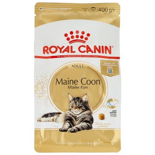 фотография Сухой корм для кошек Royal Canin Maine Coon Adult Корм для взрослых кошек породы Мэйн Кун  от 15 месяцев до 12 лет 400 г (кусочки в соусе), купить онлайн 2468 рубл