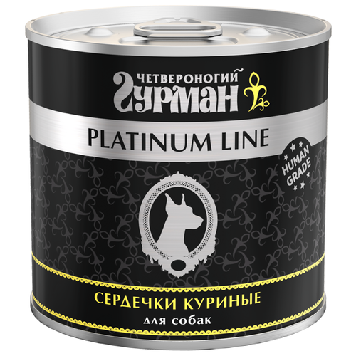 Влажный корм для собак Четвероногий Гурман Platinum line Сердечки, беззерновой, куриные сердечки 1 уп. х 1 шт. х 240 г фотография