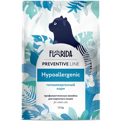 Сухой корм FLORIDA для кошек профилактическая линия, Preventive Line hypoallergenic, гипоаллергенный, с индейкой и растительные волокна, 1,5 кг. фотография