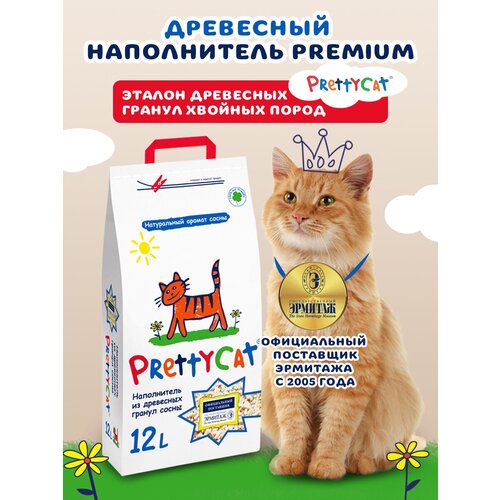 Впитывающий наполнитель PrettyCat Wood Granules, 12л, 1 шт. фотография