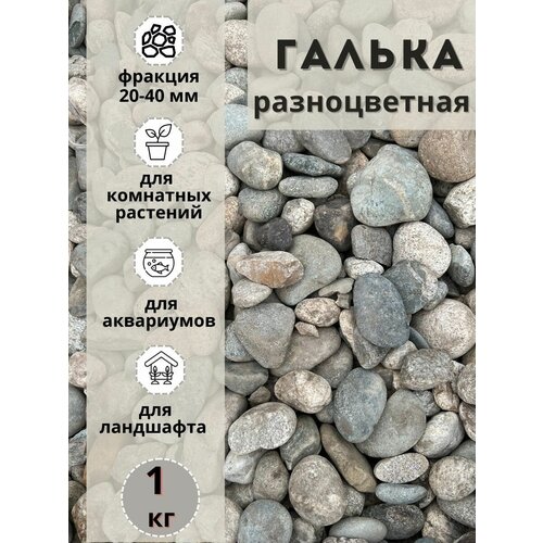 Галька разноцветная(пестрая) 20-40мм (1кг) Грунт для аквариума/террариума фотография