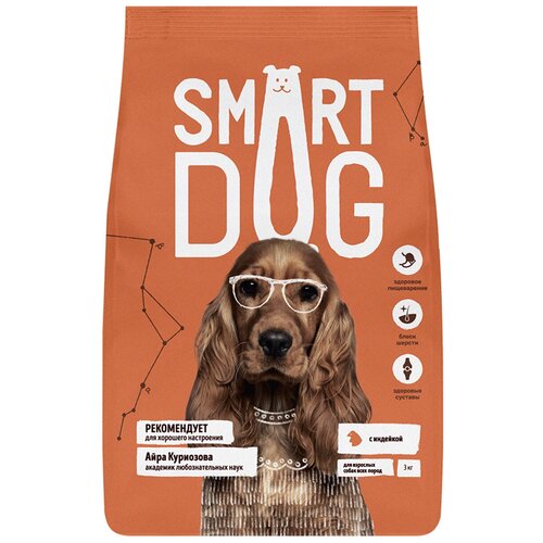 Корм Smart Dog для взрослых собак с индейкой, 3 кг фотография