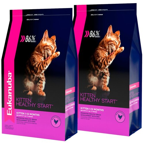 EUKANUBA KITTEN HEALTHY START для котят с птицей (0,4 + 0,4 кг) фотография