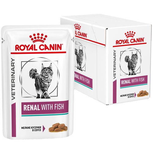 Влажный корм для кошек Royal Canin Renal, при проблемах с почками, с тунцом 12 шт. х 85 г (кусочки в соусе) фотография