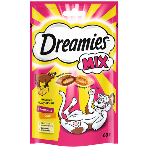 Лакомство для кошек  Dreamies Подушечки Mix, 60 г сыр фотография