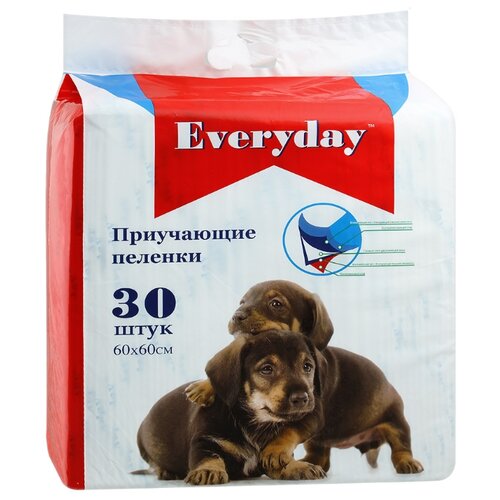 Пеленки для щенков впитывающие Everyday Гелевые 60х60 см 30 шт. 1 шт. 60 см 60 см белый фотография