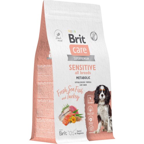 Сухой корм для собак всех пород Brit Care Dog Adult Sensitive Metabolic​​​​​, улучшенный обмен веществ​, с морской рыбой и индейкой 1,5 кг фотография