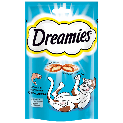 Лакомство для кошек  Dreamies Подушечки, 140 г лосось фотография