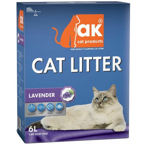 AK Cat Lavander Комкующийся бентонитовый наполнитель с ароматом лаванды 6л фотография