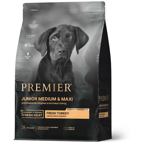 Сухой корм для собак Premier Dog Turkey JUNIOR Medium&Maxi (Свежее мясо индейки для юниоров средних и крупных пород) 1 кг. фотография