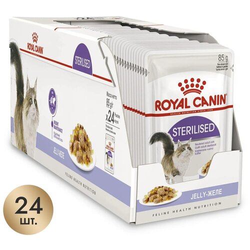 Влажный корм для кошек Royal Canin Sterilised стерилизованных, кусочки в желе, 85 г х 24 шт фотография