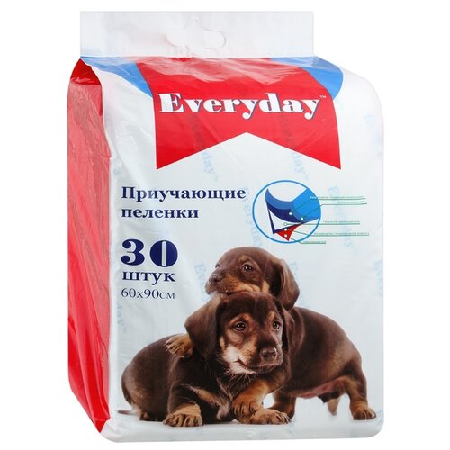 Пеленки для щенков впитывающие Everyday Гелевые 90х60 см 30 шт. 1 шт. 90 см 60 см белый фотография