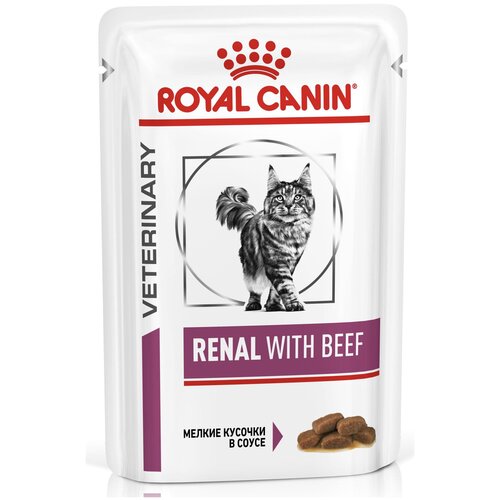 корм для кошек Royal Canin Renal with beef, при проблемах с почками, с говядиной 85 г (кусочки в соусе) фотография