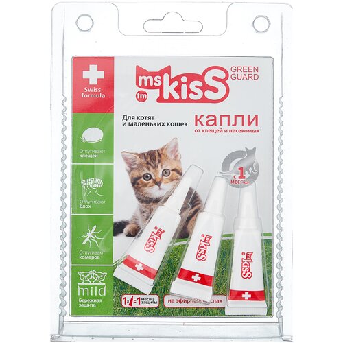 Ms.Kiss раствор от блох и клещей Green Guard для котят и кошек от 0.5 до 2 кг 3 шт. в уп. фотография