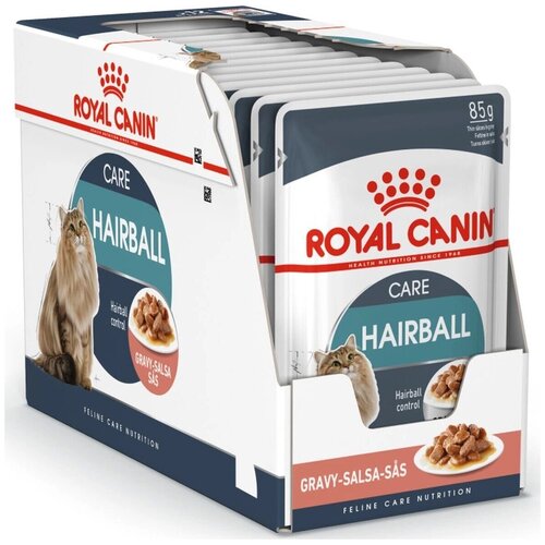 Влажный корм для кошек Royal Canin Hairball для вывода шерсти 12 шт. х 85 г (кусочки в соусе) фотография