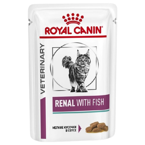 фотография Влажный корм для кошек Royal Canin Renal, при проблемах с почками, с тунцом 6 шт. х 85 г (кусочки в соусе), купить онлайн 1659 рубл