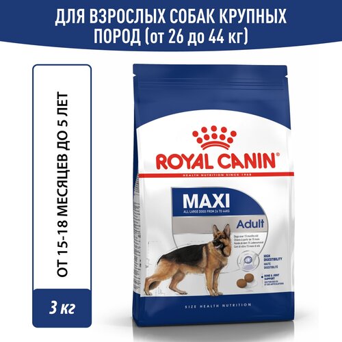 Сухой корм Royal Canin Maxi Adult (Макси Эдалт) для собак крупных размеров от 15 месяцев до 5 лет, 3 кг фотография