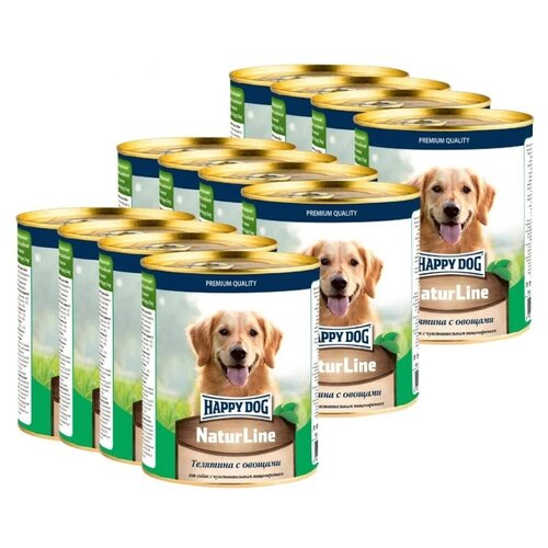 Влажный корм для собак Happy Dog NaturLine, телятина, с овощами 1 уп. х 12 шт. х 970 г фотография