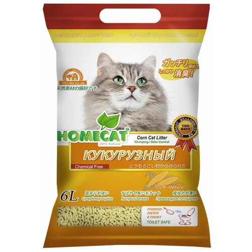 Комкующийся наполнитель Homecat Эколайн Кукурузный, 6л, 1 шт. фотография