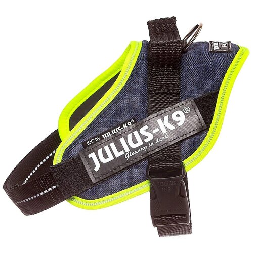 Шлейка JULIUS-K9 IDC Powerharness Mini-Mini джинс/зеленый неон, XS фотография