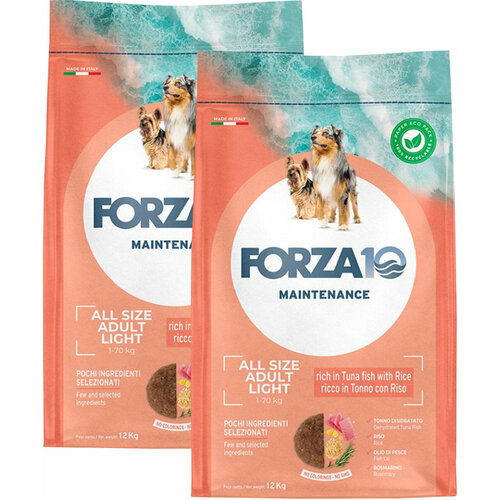 FORZA10 DOG MAINTENANCE LIGHT ALL BREEDS диетический для взр соб всех пород с тунцом и рисом 1170012 12 + 12 кг фотография