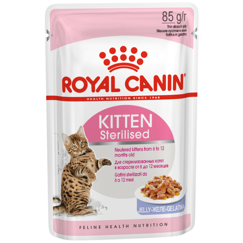 фотография Влажный корм для стерилизованных котят Royal Canin профилактика избыточного веса, мясное ассорти 24 шт. х 85 г (кусочки в соусе), купить онлайн 2500 рубл