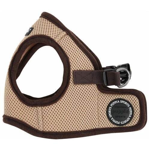 Шлейка Puppia Soft vest harness B, обхват шеи 24  см, бежевый/черный, S фотография