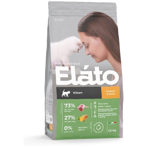 Сухой корм для котят Элато / Elato Holistic c курицей и уткой 1,5 кг фотография